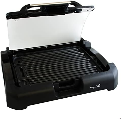 Reversible grill and griddle with glass lid