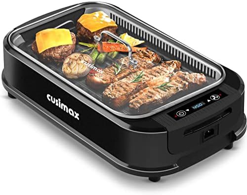 Black 1500W smokeless electric indoor grill