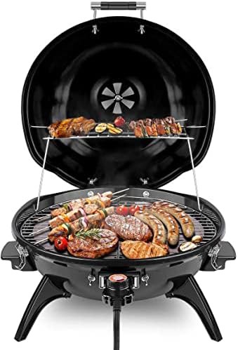 Black fifteen serving outdoor electric grill