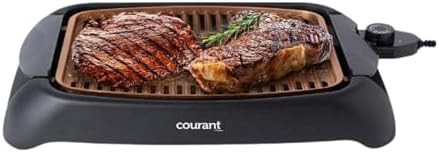 Smokeless electric grill with copper coating