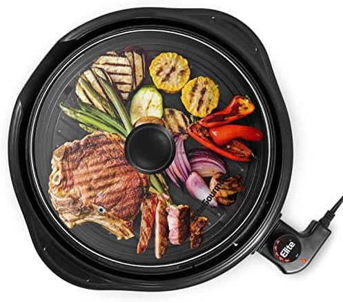 Electric indoor grill with tempered glass lid