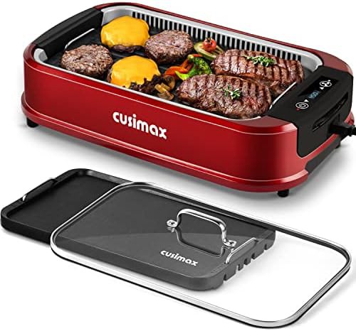 Red 1500W smokeless grill and griddle