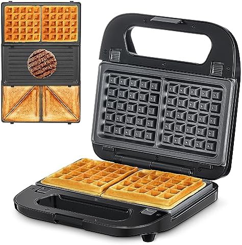 Black handle three in one grill and waffle iron