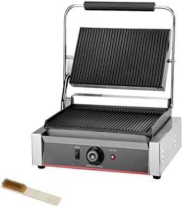 Large ribbed commercial sandwich press