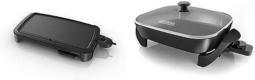Electric griddle with warming tray and skillet