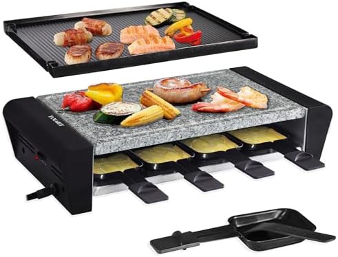 Raclette grill with extra stone plate for 8 people