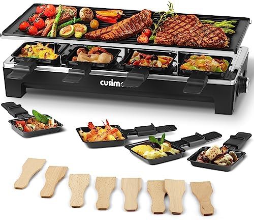 Black raclette grill with reversible plate
