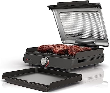 Grey and silver indoor grill griddle