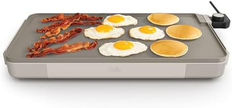 Large oatmilk ceramic electric breakfast griddle
