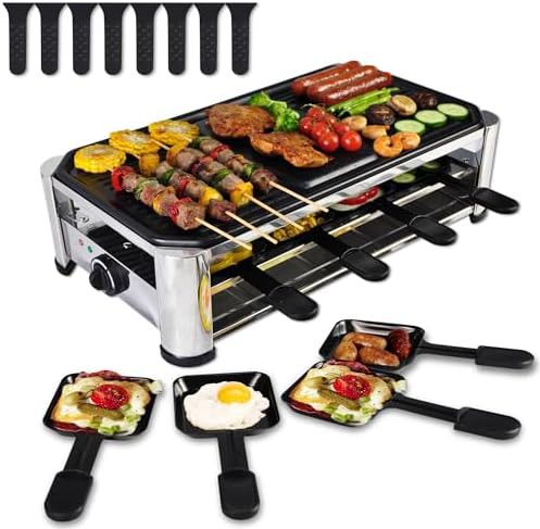 Stainless steel portable electric raclette party grill 1400W