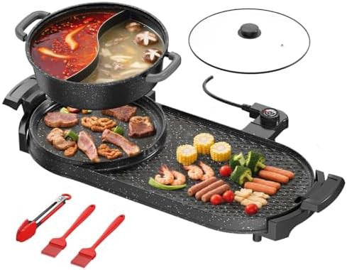 Dual zone grill and hot pot combo