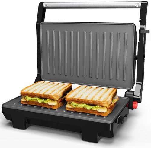 Portable panini maker with locking lid