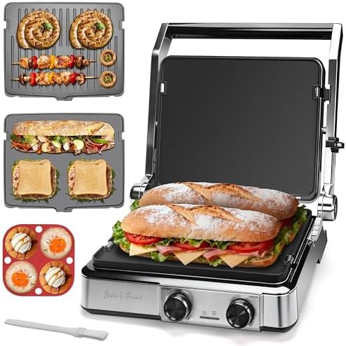 Four Slice Panini Press with Reversible Plates