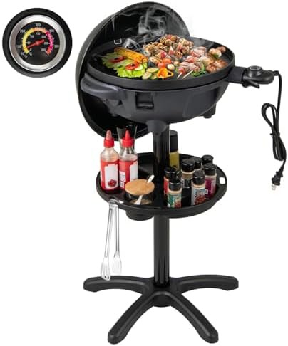 Portable electric grill with removable stand