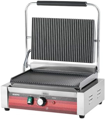 Commercial ribbed plate panini press grill