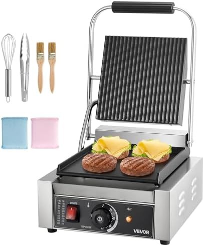 Single flat plate commercial panini grill