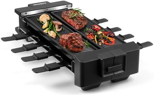Rotatable raclette and Korean BBQ table grill