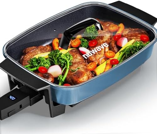 Digital electric skillet with glass lid