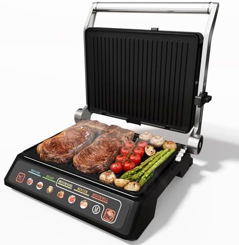 Stainless steel panini press and griddle