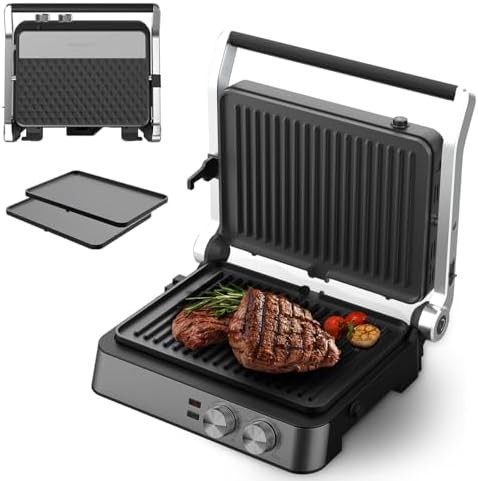 Black Four Slice Grill with Removable Plates