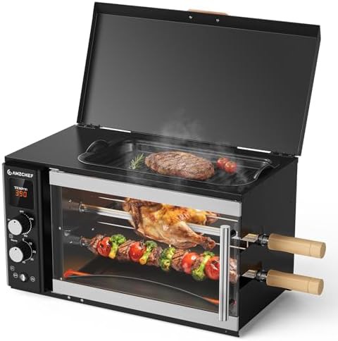 Electric rotisserie oven and countertop grill