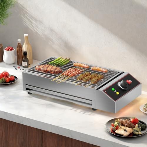 Smokeless stainless steel portable electric grill