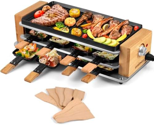 Compact 950W raclette and tabletop grill