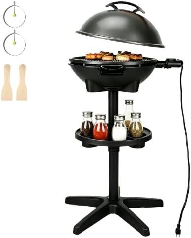 Portable electric BBQ with gray stand