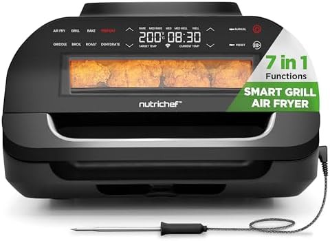Smokeless smart grill and air fryer 6L
