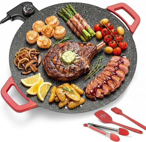 Round nonstick electric griddle 14 in
