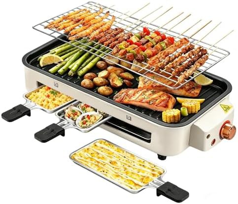 Korean BBQ grill with three cheese pans