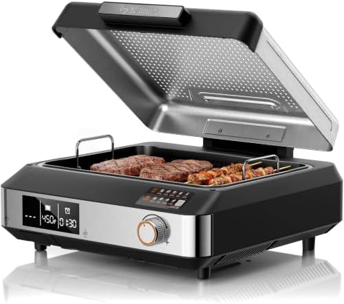 Smokeless countertop grill and electric griddle